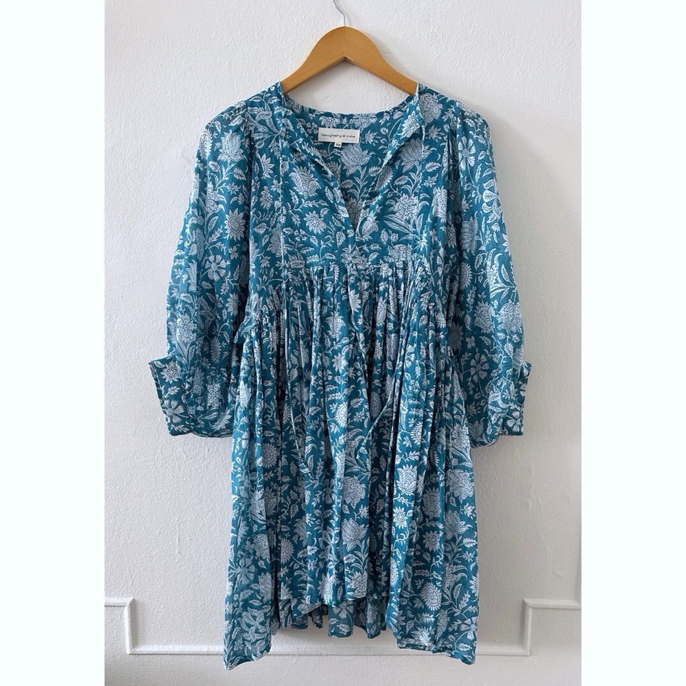 Daughters of India Kyra Mini Dress Ocean Blue